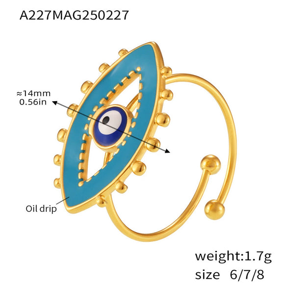 Wholesale Jewelry Light Luxury Geometric Irregular Titanium Steel Enamel Glaze Electroplated Ring