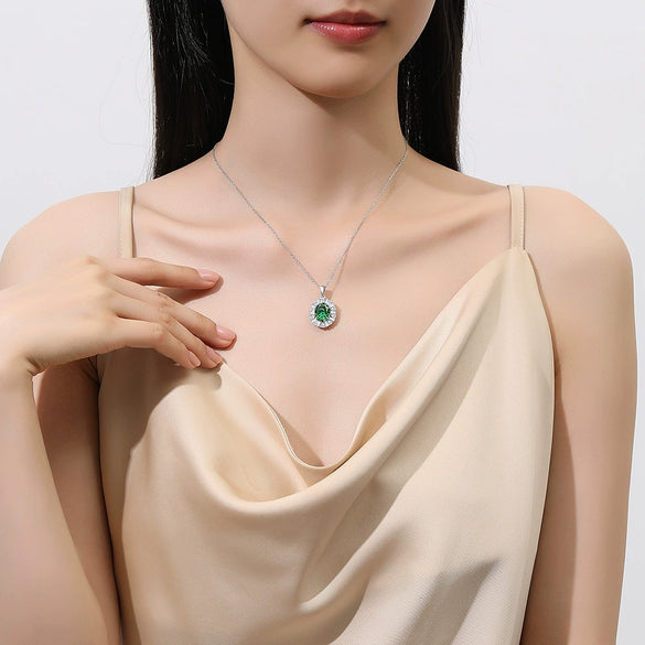 Wholesale Jewelry Light Luxury Geometric Marine Sapphire 925 Sterling Silver Clavicle Chain Pendant With Diamond For Women