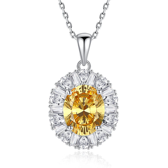 Wholesale Jewelry Light Luxury Geometric Marine Sapphire 925 Sterling Silver Clavicle Chain Pendant With Diamond For Women