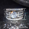 Wholesale Jewelry Light Luxury Geometric Multilayer Design Copper Ring With Zirconia
