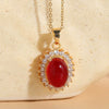 Wholesale Jewelry Light Luxury Geometric Resin Zircon Pendant Copper 14K Gold Plated Ochain Necklace For Women