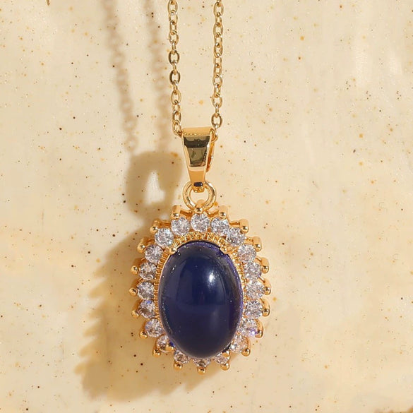Wholesale Jewelry Light Luxury Geometric Resin Zircon Pendant Copper 14K Gold Plated Ochain Necklace For Women