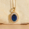 Wholesale Jewelry Light Luxury Geometric Resin Zircon Pendant Copper 14K Gold Plated Ochain Necklace For Women