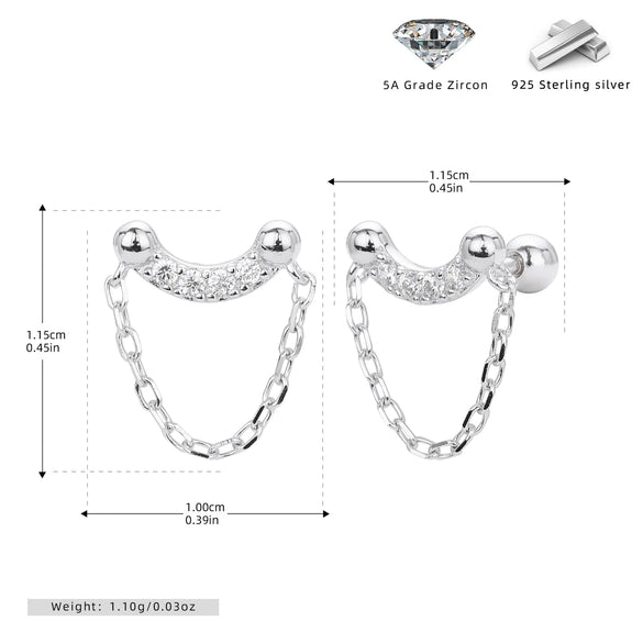 Wholesale Jewelry Light Luxury Geometric S925 Sterling Silver Threaded Earrings With Zirconium Inlaid And Electroplating