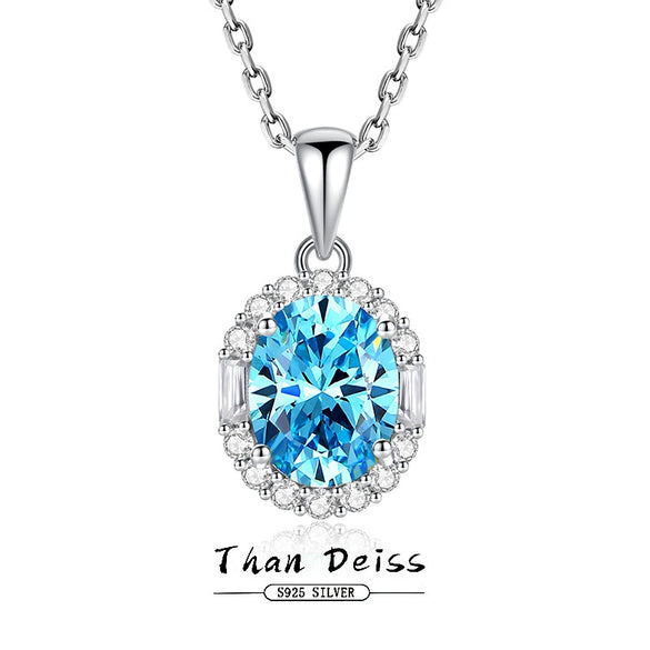 Wholesale Jewelry Light Luxury Geometric 925 Silver Aquamarine Cross Chain Necklace For Women