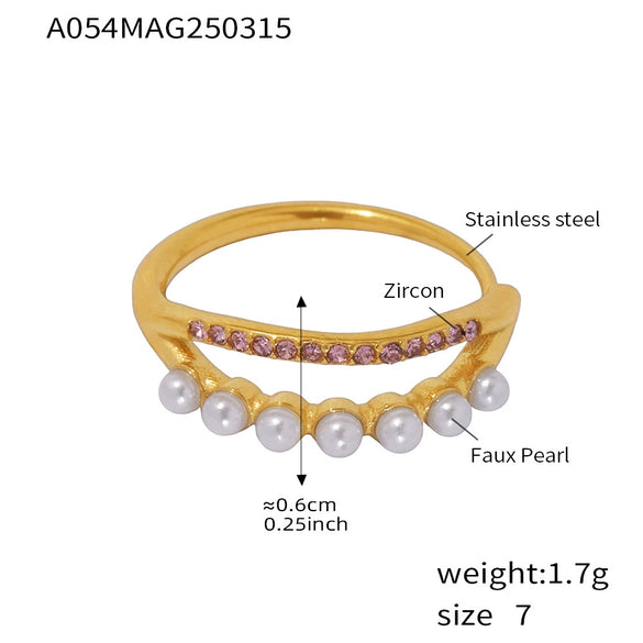 Wholesale Jewelry Light Luxury Geometric Stainless Steel 18K Gold Plated Ring For Women