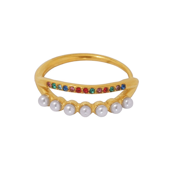 Wholesale Jewelry Light Luxury Geometric Stainless Steel 18K Gold Plated Ring For Women