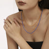 Wholesale Jewelry Light Luxury Geometric Stainless Steel Natural Lapis Lazuli Beaded Necklace 18K Gold Plated