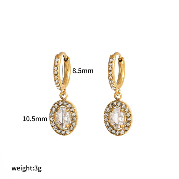 Wholesale Jewelry Light Luxury Geometric Stainless Steel Necklace With Rhinestones And O Chain For Women