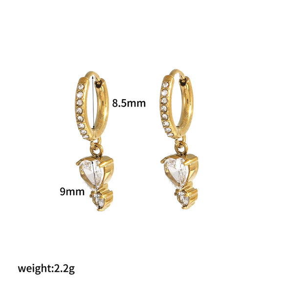 Wholesale Jewelry Light Luxury Geometric Stainless Steel Necklace With Rhinestones And O Chain For Women