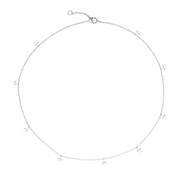 Wholesale Jewelry Light Luxury Geometric Star 925 Silver Snake Bone Chain Necklace