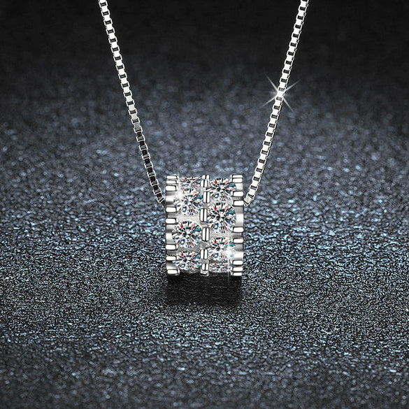 Wholesale Jewelry Light Luxury Geometric 925 Sterling Silver And Diamond Pendant Necklace For Women