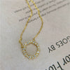 Wholesale Jewelry Light Luxury Geometric 925 Sterling Silver 14K Gold Plated Necklace With Inlaid Zircon And Diamond Circle Pendant Ochain For Women