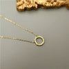 Wholesale Jewelry Light Luxury Geometric 925 Sterling Silver 14K Gold Plated Necklace With Inlaid Zircon And Diamond Circle Pendant Ochain For Women