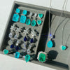 Wholesale Jewelry Light Luxury Geometric 925 Sterling Silver Mixed Gem Inlay Electroplated Ring Earrings Necklace Set
