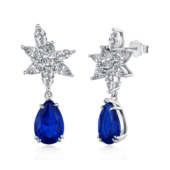 Wholesale Jewelry Light Luxury Geometric 925 Sterling Silver Mixed Gem Inlay Electroplated Ring Earrings Necklace Set