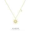 Wholesale Jewelry Light Luxury Geometric 925 Sterling Silver Sun Moon Opal Pendant Necklace For Women With Zirconia And Cross Chain