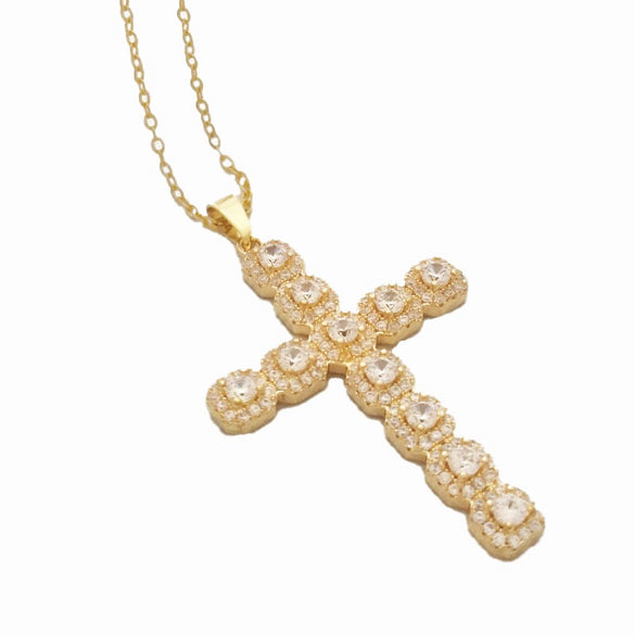 Wholesale Jewelry Light Luxury Geometric Titanium Steel And Copper Cross Pendant O Chain Necklace For Women