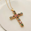 Wholesale Jewelry Light Luxury Geometric Titanium Steel And Copper Cross Pendant O Chain Necklace For Women