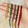 Wholesale Jewelry Light Luxury Geometric Titanium Steel Inlaid With Colorful Rectangular Zircon Necklace
