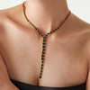 Wholesale Jewelry Light Luxury Geometric Titanium Steel Inlaid With Colorful Rectangular Zircon Necklace