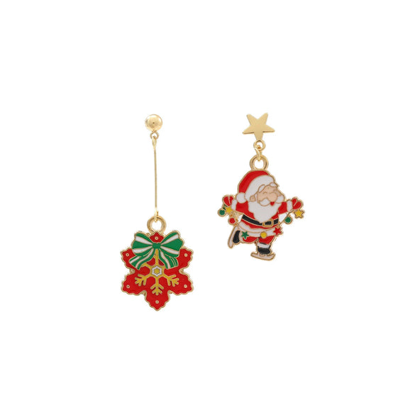 Wholesale Jewelry Light Luxury Geometric Zinc Alloy Christmas Tree Snowflake Santa Claus Deer Earrings With Electroplating