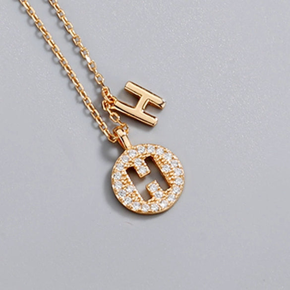 Wholesale Jewelry Light Luxury Ins Style S925 Sterling Silver Necklace With Letter Pendant And Cross Chain
