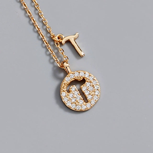 Wholesale Jewelry Light Luxury Ins Style S925 Sterling Silver Necklace With Letter Pendant And Cross Chain