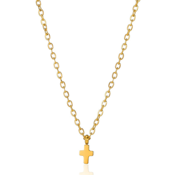 Wholesale Jewelry Light Luxury Microinlaid Zircon Cross Pendant Necklace Copper Electroplating Geometric Flower Style Women's