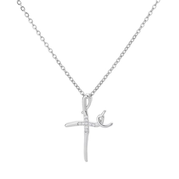Wholesale Jewelry Light Luxury Microinlaid Zircon Cross Pendant Necklace Copper Electroplating Geometric Flower Style Women's
