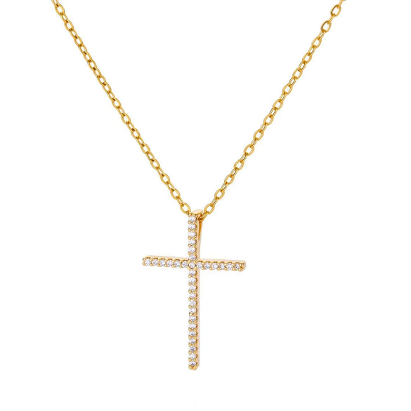 Wholesale Jewelry Light Luxury Microinlaid Zircon Cross Pendant Necklace Copper Electroplating Geometric Flower Style Women's