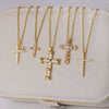 Wholesale Jewelry Light Luxury Microinlaid Zircon Cross Pendant Necklace Copper Electroplating Geometric Flower Style Women's