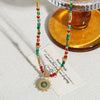 Wholesale Jewelry Light Luxury Minimalist Geometric Natural Stone And Copper Handmade Pendant Necklace With O Word Chain
