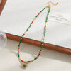 Wholesale Jewelry Light Luxury Minimalist Geometric Natural Stone And Copper Handmade Pendant Necklace With O Word Chain