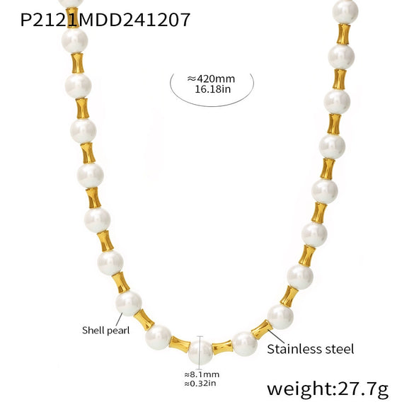 Wholesale Jewelry Light Luxury Natural Stone Tiger Eye Bead Necklace 316L Stainless Steel Geometric Electroplated Chain For Women