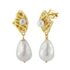 Wholesale Jewelry Light Luxury Niche S925 Sterling Silver Baroque Shell Beads Pearls Pendant Earrings Electroplated Original Design Geometric For Women