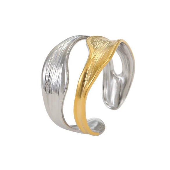 Wholesale Jewelry Light Luxury Retro Stainless Steel Electroplated Women's Geometric Bracelet And Ring Collection