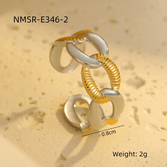 Wholesale Jewelry Light Luxury Retro Stainless Steel Electroplated Women's Geometric Bracelet And Ring Collection