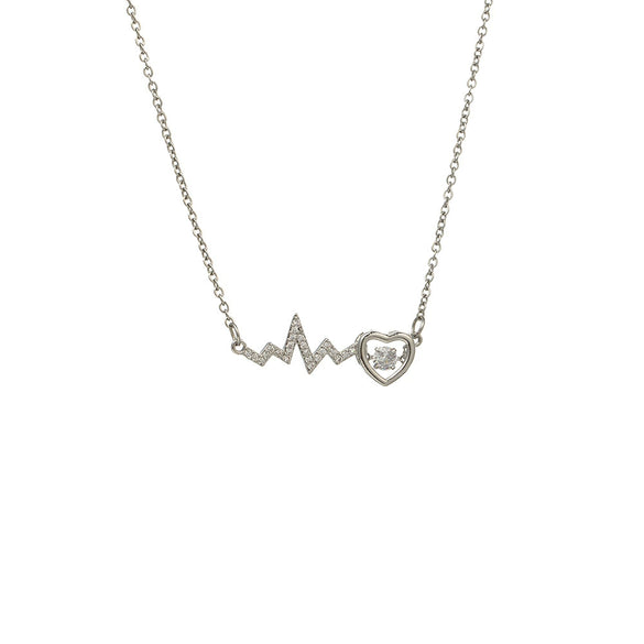 Wholesale Jewelry Light Luxury Simple Geometric Love Smart Necklace Women's Titanium Steel And Copper Collarbone Chain Set With Diamonds
