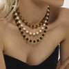 Wholesale Jewelry Light Luxury Stainless Steel Geometric Tiger Eye Beads Clavicle Necklace With Electroplating