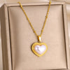 Wholesale Jewelry Light Luxury Stainless Steel Imitation Pearl Love Pendant Electroplated Necklace