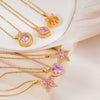 Wholesale Jewelry Light Luxury Style Copper Star Heart Bow Pendant Necklace With Mixed Gemstone Setting And O Word Chain Electroplating