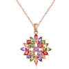 Wholesale Jewelry Light Luxury Style Flower Copper Alloy Pendant Necklace With Twist Chain And Electroplating