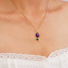 Wholesale Jewelry Light Luxury Style Flower Tulip Copper Clavicle Chain Necklace With Mixed Gemstone Setting And Electroplating