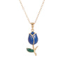 Wholesale Jewelry Light Luxury Style Flower Tulip Copper Clavicle Chain Necklace With Mixed Gemstone Setting And Electroplating