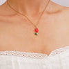Wholesale Jewelry Light Luxury Style Flower Tulip Copper Clavicle Chain Necklace With Mixed Gemstone Setting And Electroplating