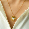 Wholesale Jewelry Light Luxury Style Geometric Peach Heart Pendant Necklace Titanium Steel Stainless Steel Ochain Real Gold Plated