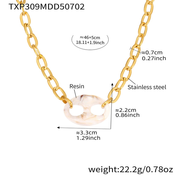 Wholesale Jewelry Light Luxury Style Geometric 316L Stainless Steel And 316L Stainless Steel Electroplated Pig Nose Oshaped Chain Clavicle Necklace For Women