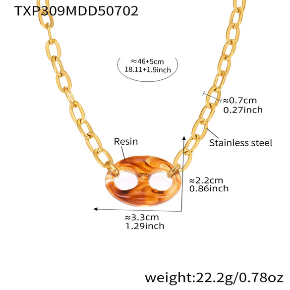 Wholesale Jewelry Light Luxury Style Geometric 316L Stainless Steel And 316L Stainless Steel Electroplated Pig Nose Oshaped Chain Clavicle Necklace For Women