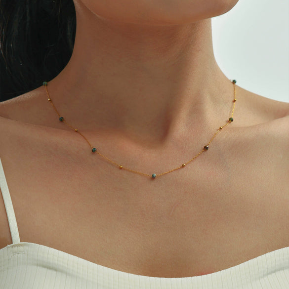 Wholesale Jewelry Light Luxury Style Geometric Titanium Steel Cross Handmade Beaded Necklace With Electroplating